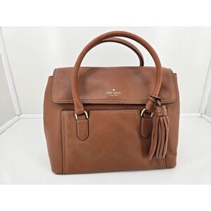 Kate Spade Brown Pebbled Leather Satchel Tassel Top Handle